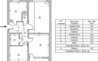 DE VANZARE AP 3 CAMERE RAUL DOAMNEI | DECOMANDAT | METROU - Schiță 6