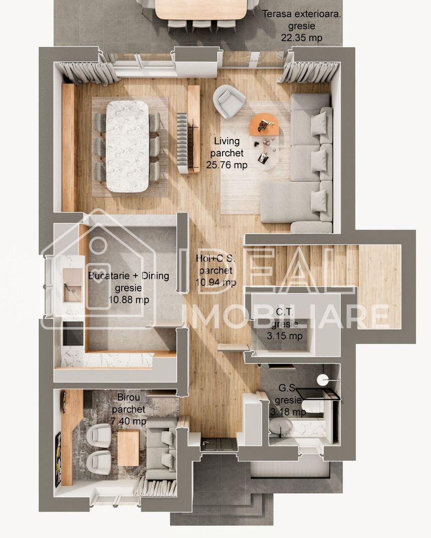 Casă individuală P + M – Șura Mare | 120 mp utili | 5 camere | Curte 262 mp - Poză 6
