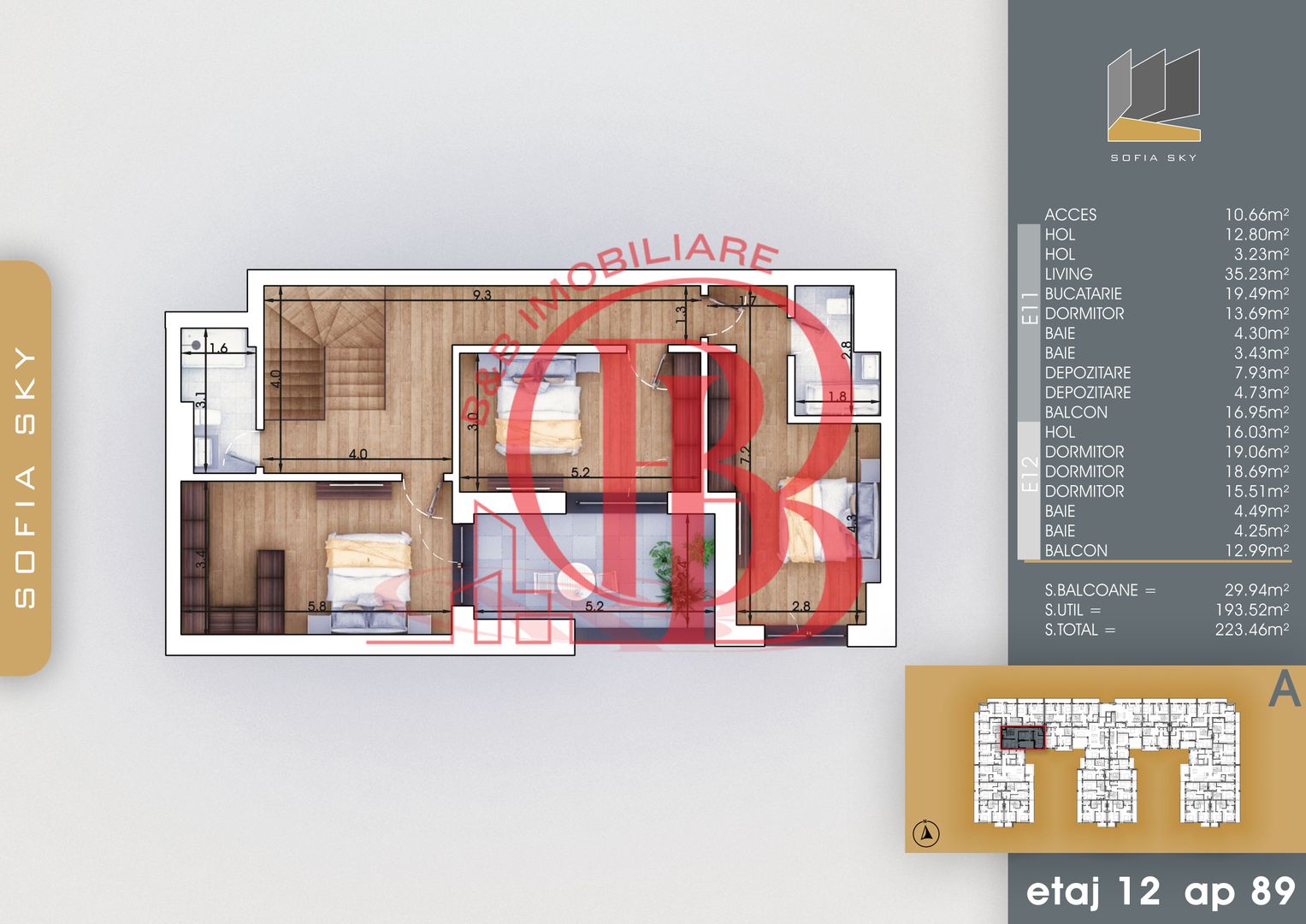 Apartament 5 camere Scara interioara Bloc Finalizat Pallady - Schiță 6