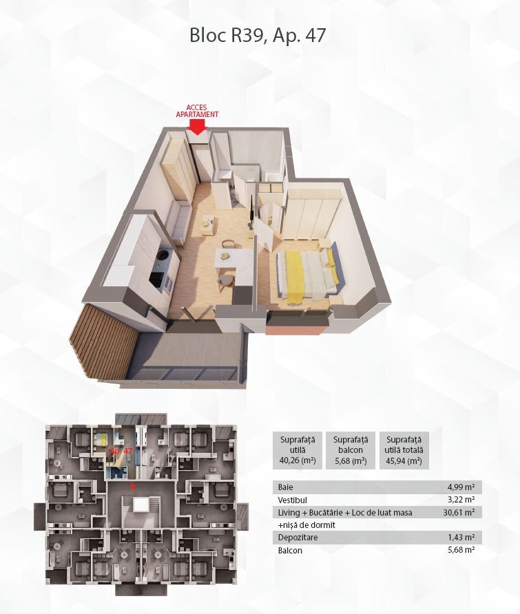 Apartament 2 camere – Arad, complex rezidențial ARED - Poză 9