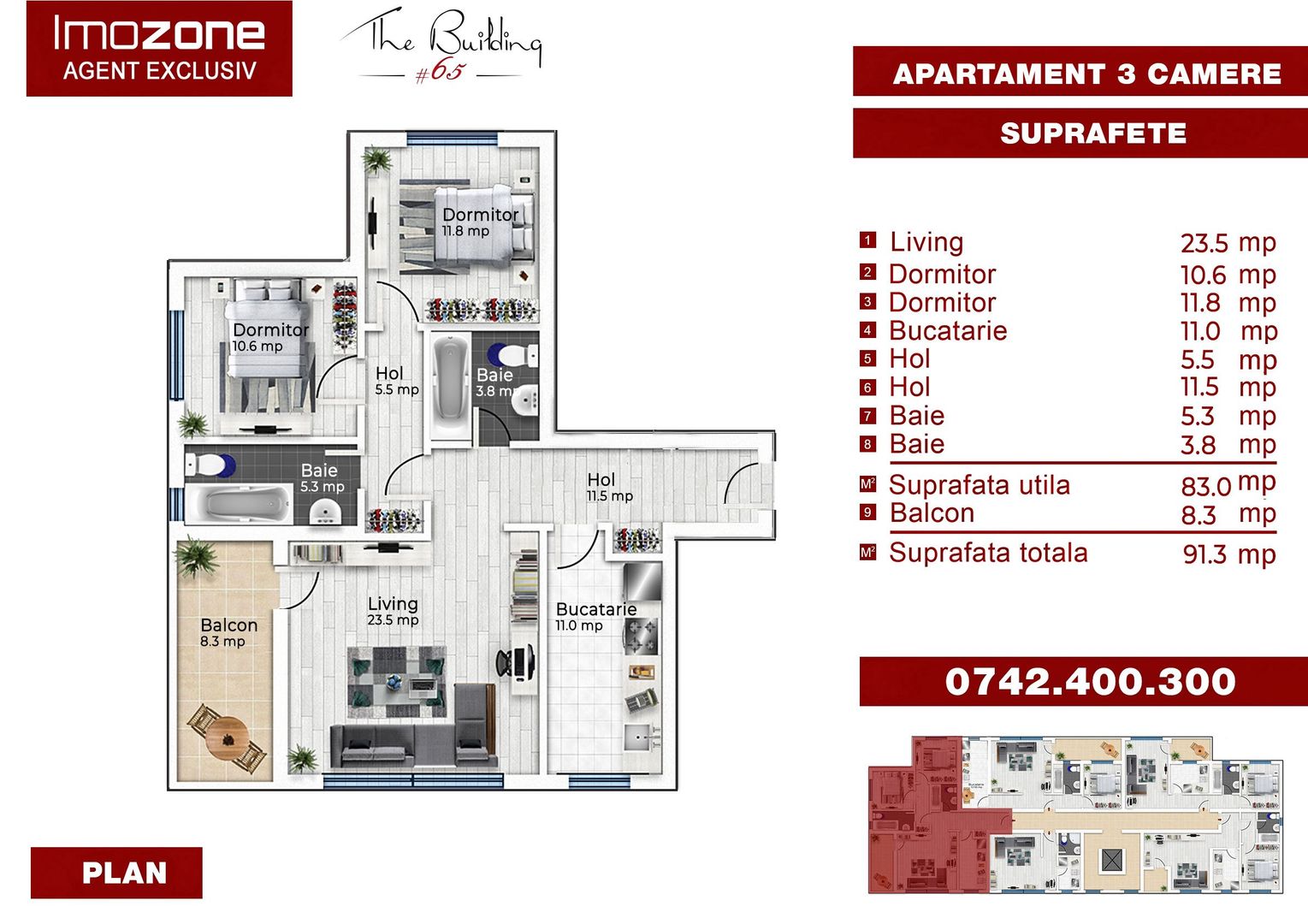Apartament 3 Camere, Etaj 2, Decomandat, 92 mp Utili, Str. Oboga, Militari - Schiță 18