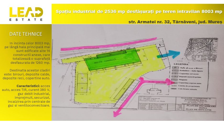 REPOZITIONARE PRET! Constructie 2574 mp, teren 8000 mp Târnăveni! - Poză 6