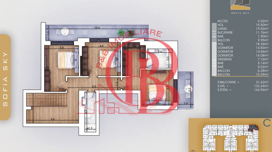 Finalizat-Mutare Rapida la 7min Metrou Duplex 4 camere cu 3 bai - Schiță 3