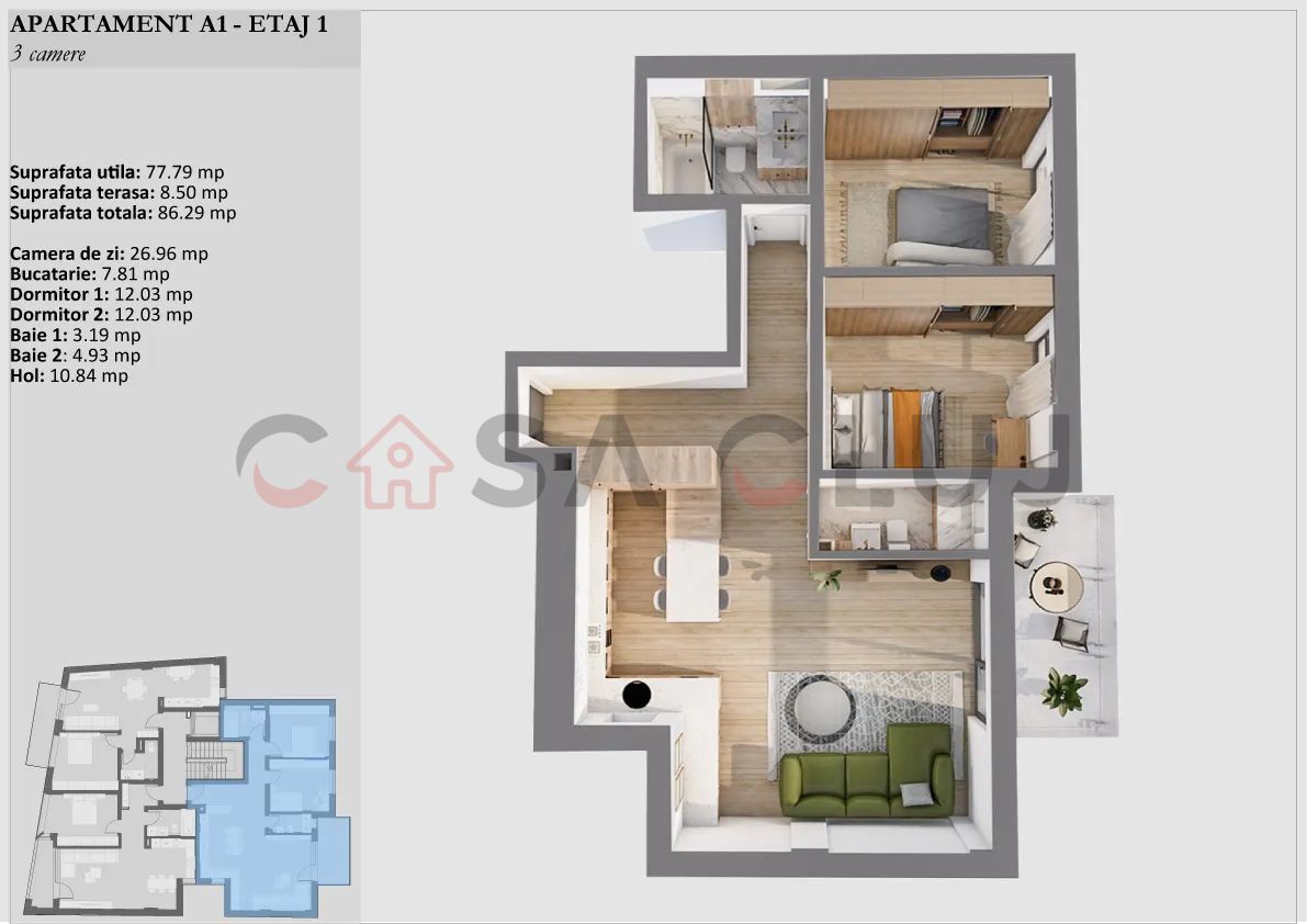 APARTAMENT PREMIUM CU 3 CAMERE ÎN CENTRU, CONSTRUCȚIE NOUĂ! - Poză 1