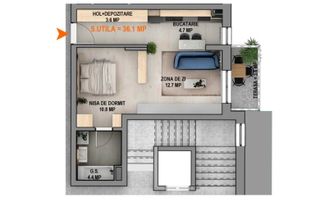 Garsoniera tip Studio cu balcon, finisata la cheie, parcare inclusa - Poză 4