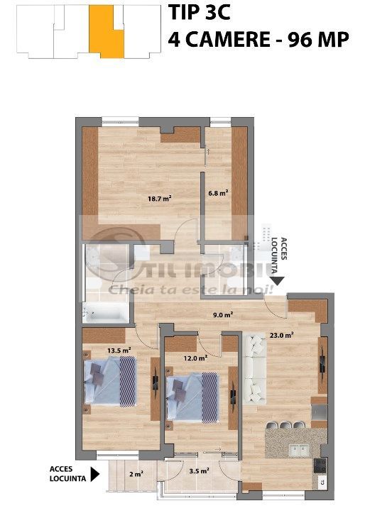 Apartament 4 camere modern cu 0% comision - Poză 2