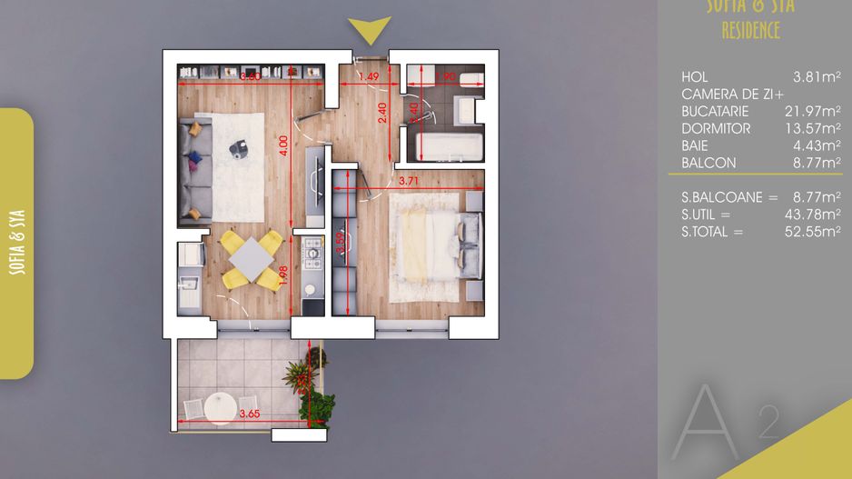 2 camere finalizat cu parcare Metrou Nicolae Teclu - Schiță 6