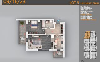 Apartament decomandat 2 camere Titan-Pallady-Metrou Teclu - Schiță 1