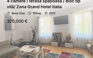 4 camere / terasă spațioasă / Bloc tip vilă/ Zona Grand Hotel Italia - Poză 1