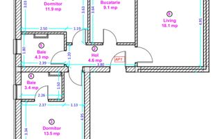 Apartament 3 camere cu bucatarie inchisa si gradina - Selimbar zona Lidl. - Schiță 4