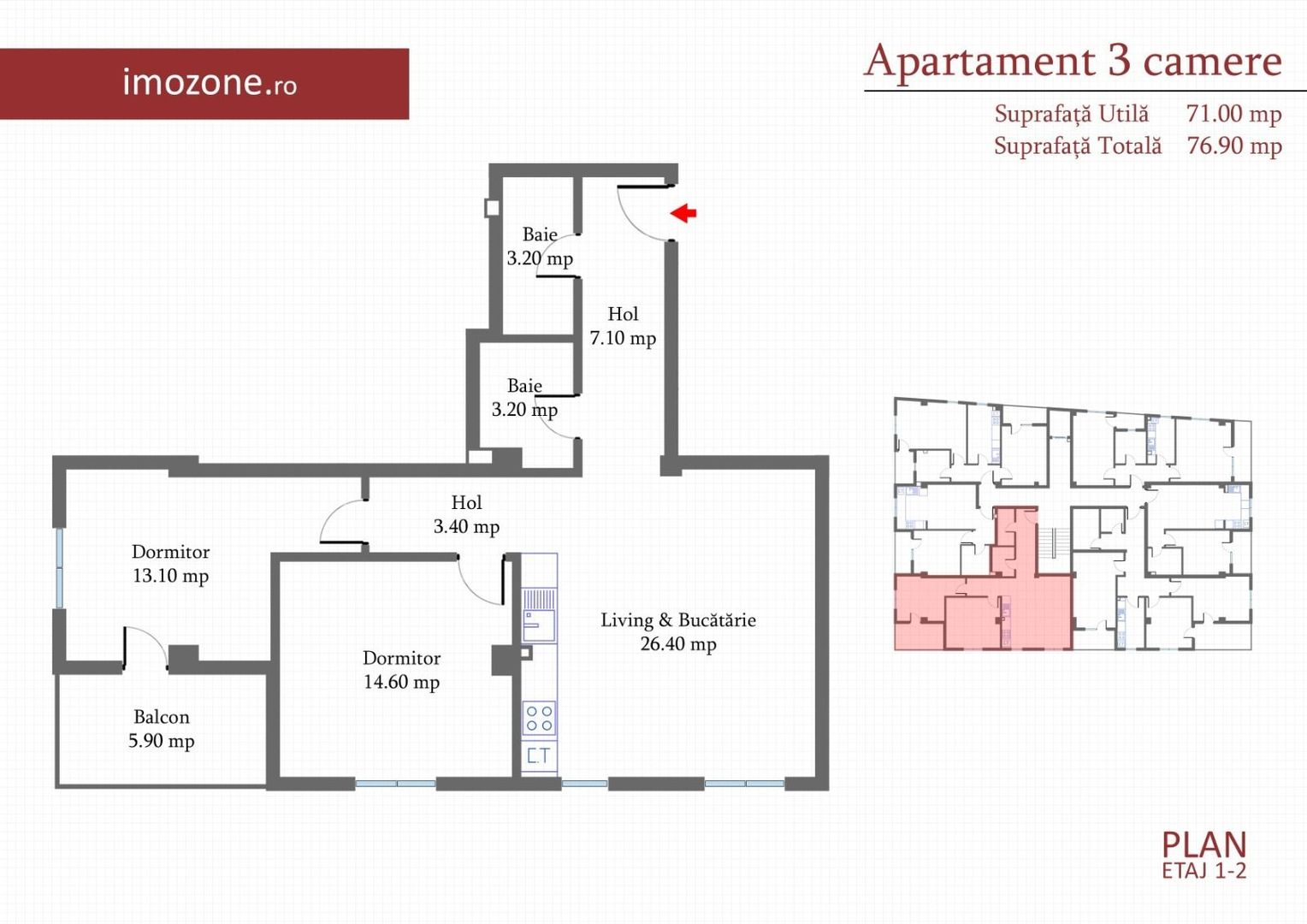 Apartament 3 Camere- 75 mp in Militari, langa METROU, liber, NOU, COMISION 0% - Schiță 18