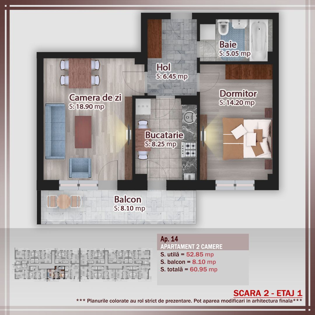 2 camere parcare bonus -oferta lansare proiect Pallady - Schiță 1