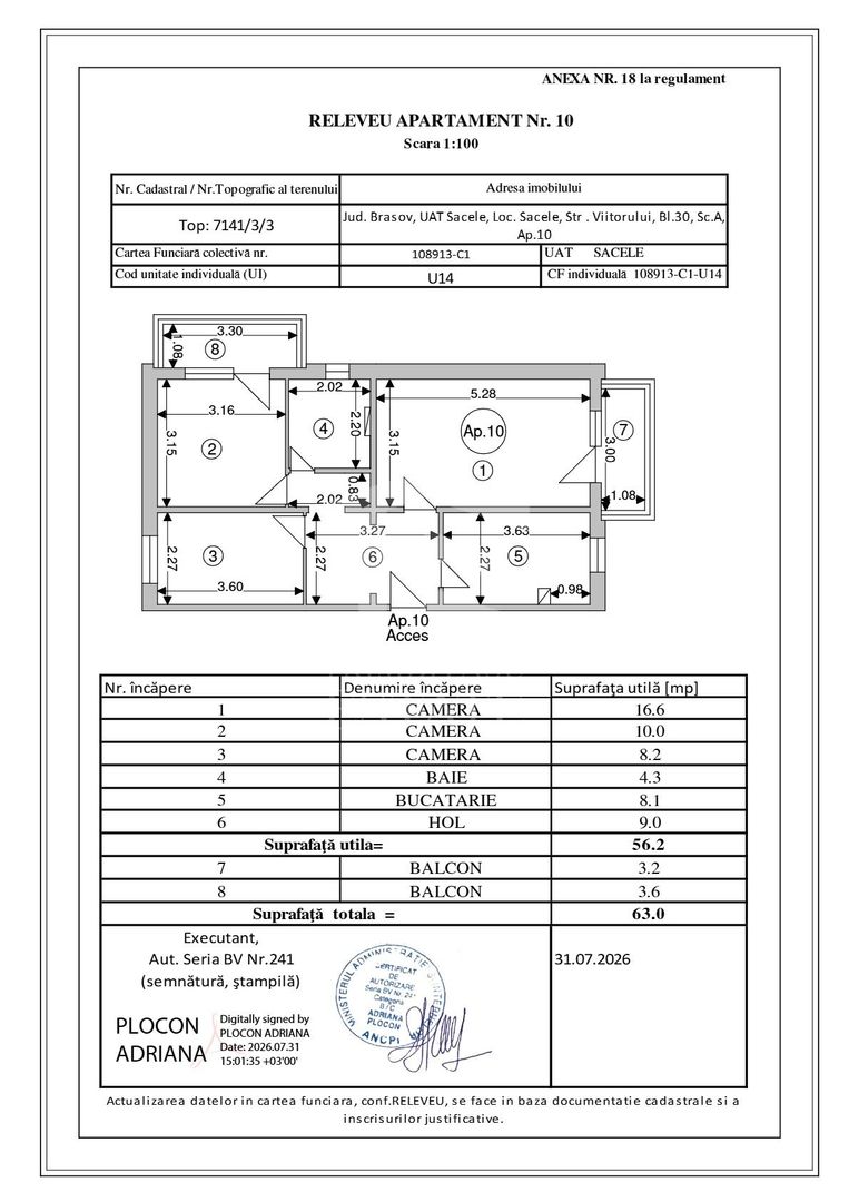 Sacele - Electroprecizia-Apartament 3 camere,63 mp - Poză 2