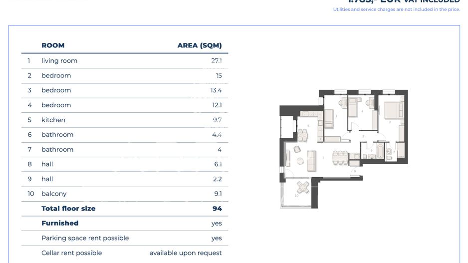 4 spacious rooms | 94 sq m + balcony | Promenada – Floreasca Nord - Poză 10