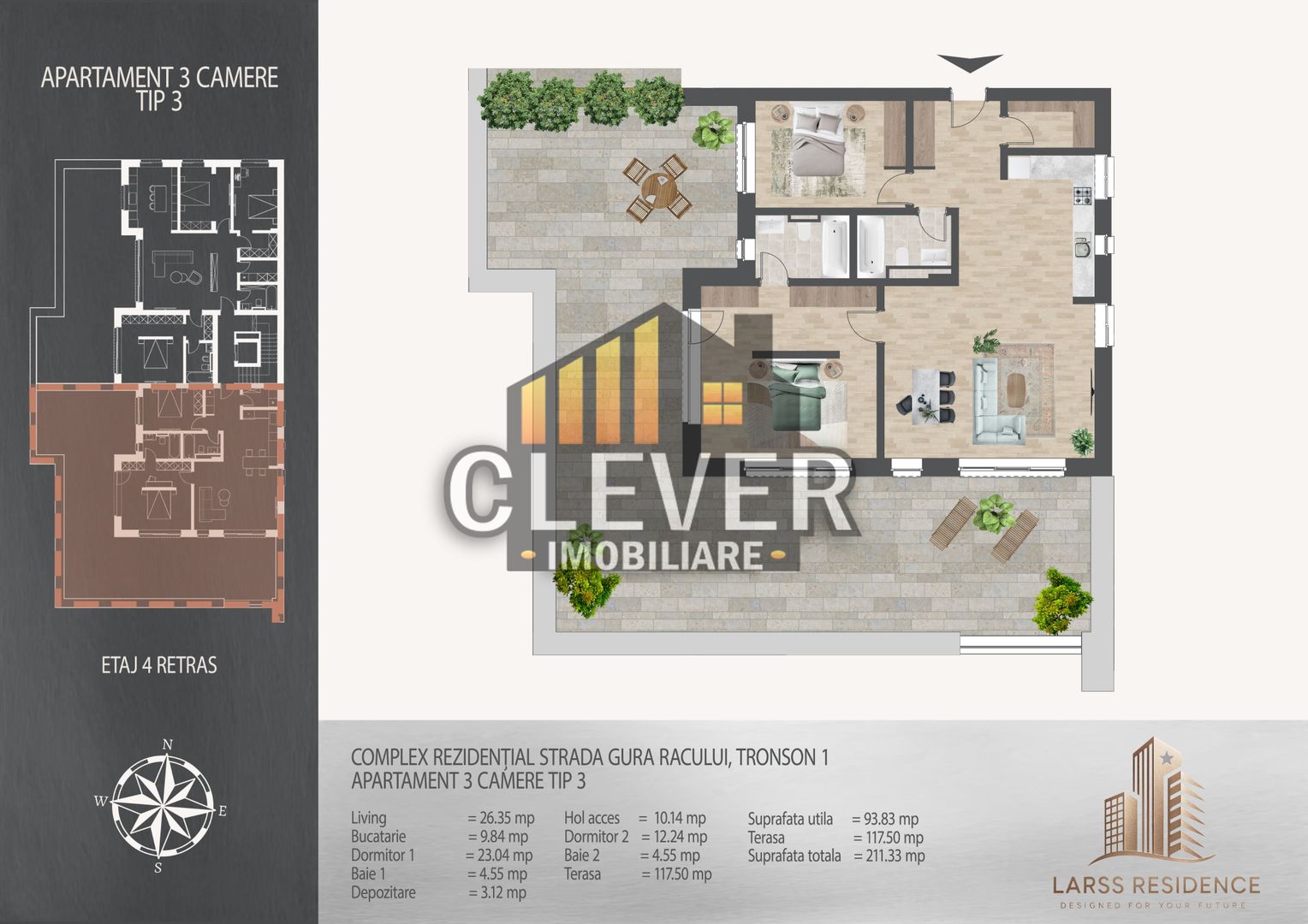 Apartament 3 camere cu terasa zona Pallady, metrou Teclu - Schiță 9