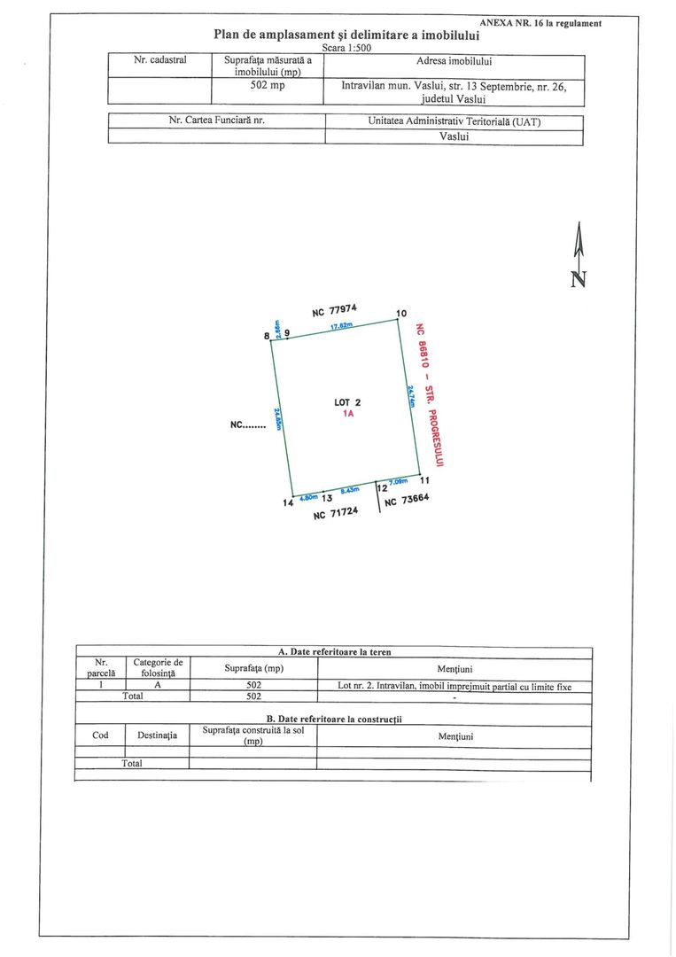 Teren intravilan 500 mp, front stradal 25 m, VASLUI - zona CARTIER; - Poză 4
