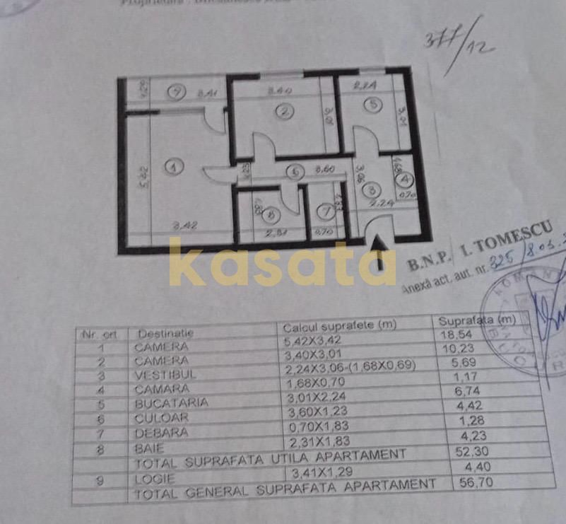 Apartament 2 camere decomandat | Ozana | Etaj 2 | 56,7 mp - Schiță 11
