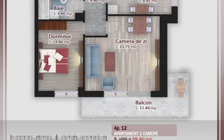 Apartament 2 camere Decomandat, Dezvoltator Pallady - Schiță 14