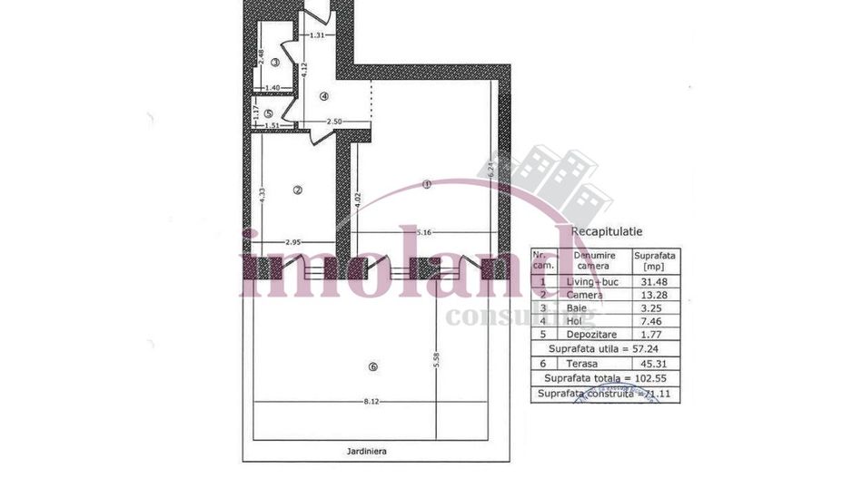 Inchiriere - apartament 2 camere - mobilat - Bucurestii Noi-Marmura Residence - Schiță 15