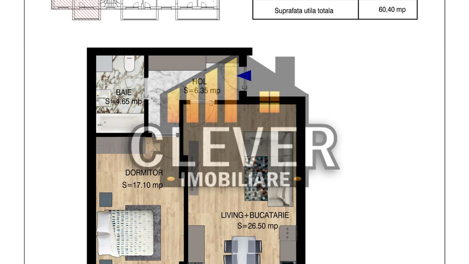 Apartament 2 camere Theodor Pallady Metrou Teclu Comsion 0 - Schiță 6