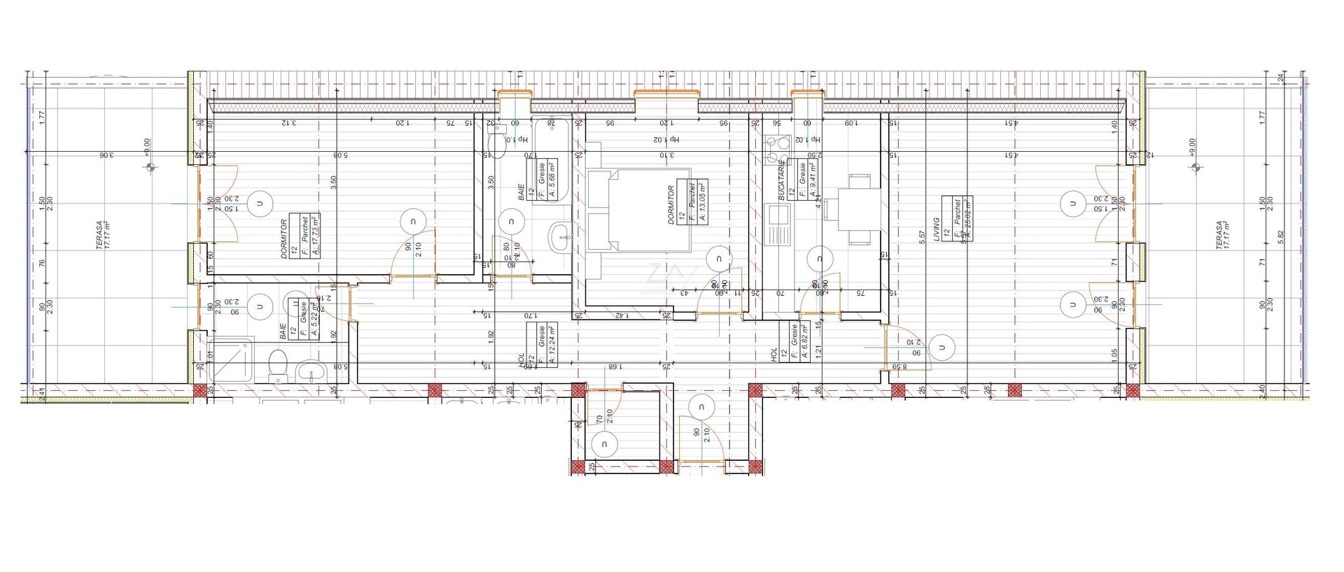 Lift. 2 terase 17 mp. 2 bai. 2 locuri de parcare. Decomandat. - Poză 11