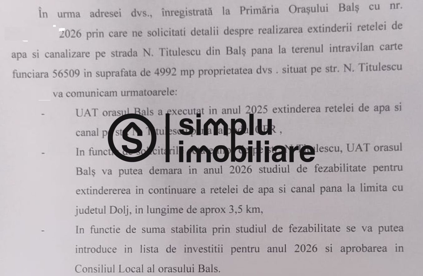 Teren Intravilan intrare Bals langa Lukoil - Poză 3