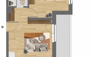 Apartament 2 camere, 54mp, balcon, garaj, zona C. Coposu - Poză 3