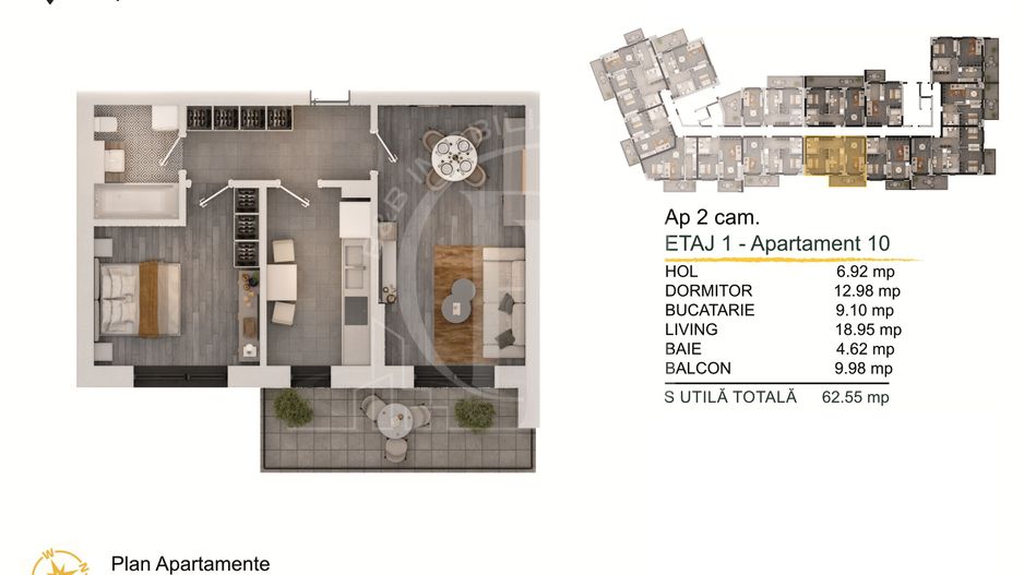 Apartament 2 camere Titan-Pallady cu Loc de Parcare Gratuit - Schiță 1