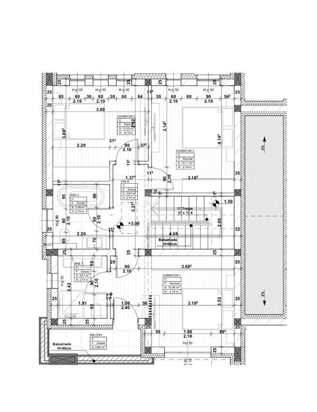 Comision 0! Duplex cu 5 camere despartit prin camera tehnica. Asfalt. - Schiță 18