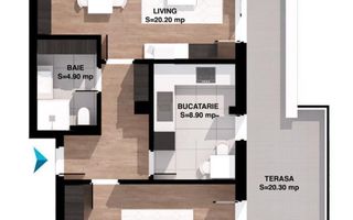 2 Camere Terasa 20 mp, Decomandat, Mutare Imediata,Titan-Pallady - Poză 3