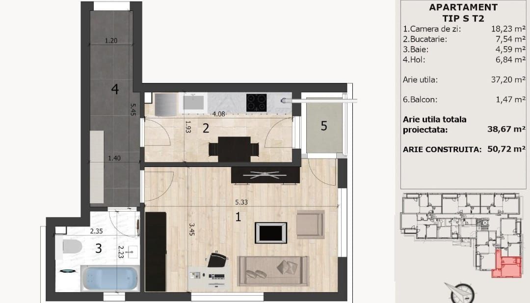 Garsoniera de vanzare bloc nou in constructie - Poză 5