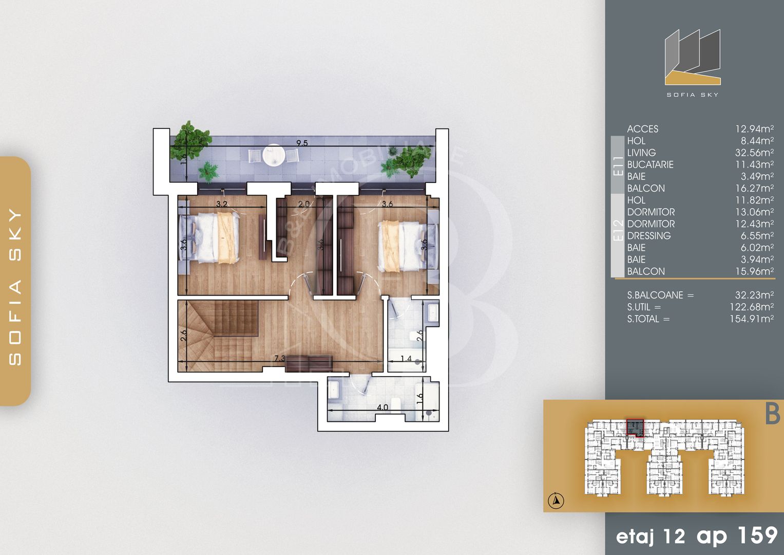 Theodor Pallady Duplex 3 camere la 7min metrou Nicolae Teclu - Schiță 2
