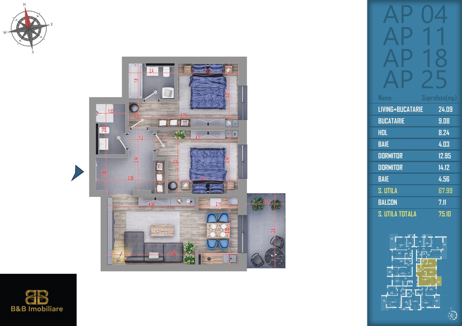 3 camere  finalizare rapida Titan -Pallady parcul Teilor - Schiță 14