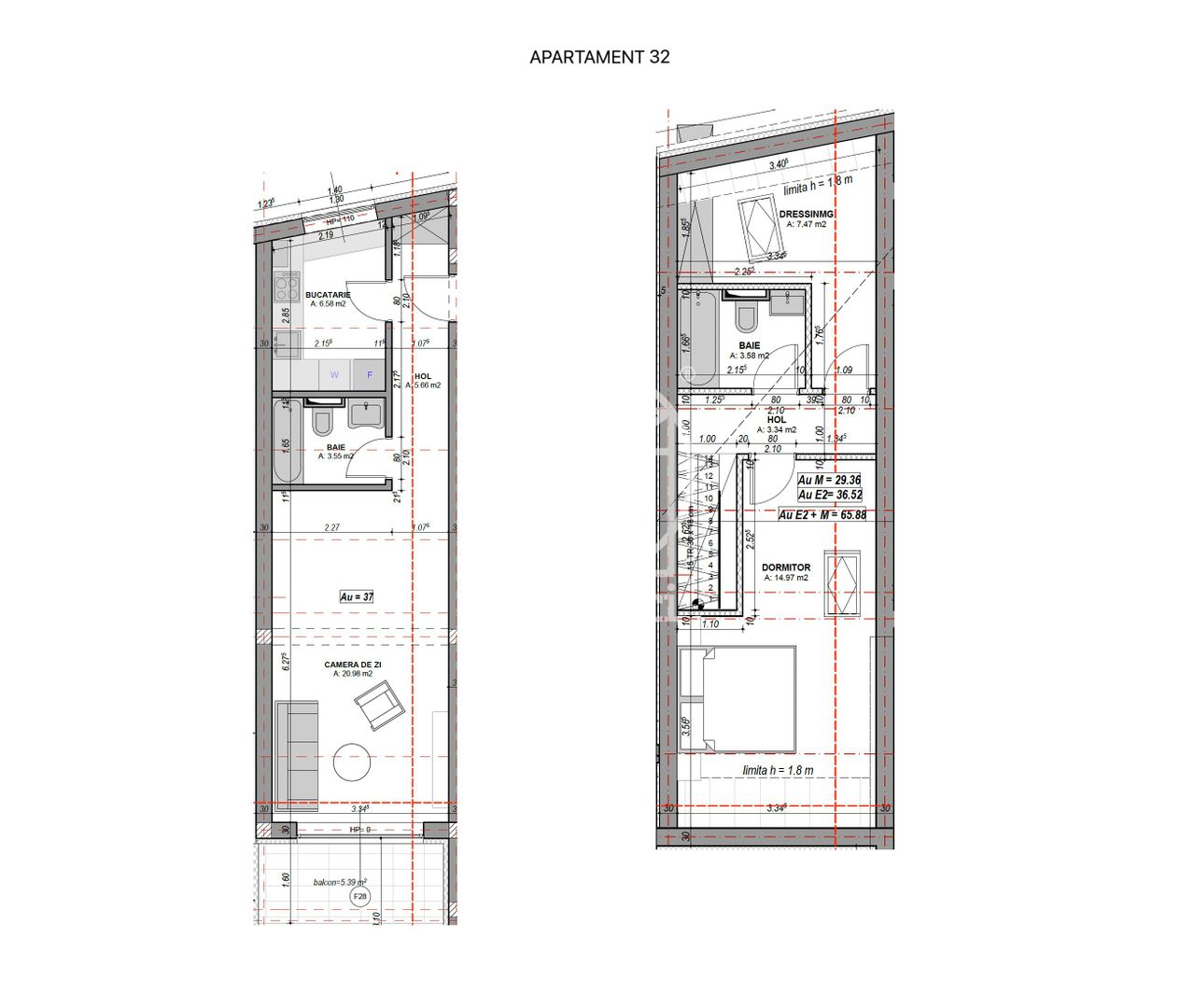 Penthouse 2 camere, 2 bai si dressing, finisat la alb (NCL-COL-ap.32) - Poză 3
