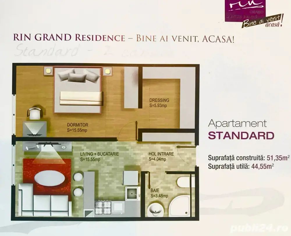 Apartament 2 Camere + Dressing | Rin Grand Residence | - Poză 4