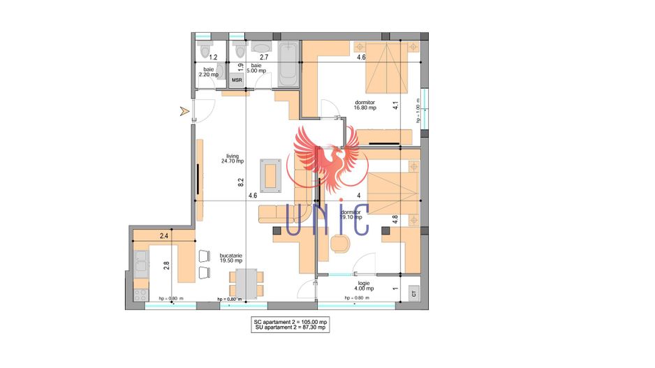 Apartament 3 camere exclusivist in bloc stil Boutique Ultracentral - Schiță 2