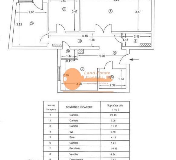3 camere ultracentral | Piața Romană | 76 mp - Schiță 8
