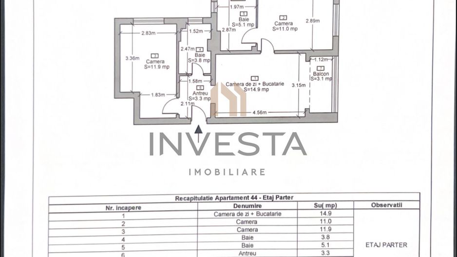 Apartament 3 camere ultrafinisat Grigorescu! - Schiță 8