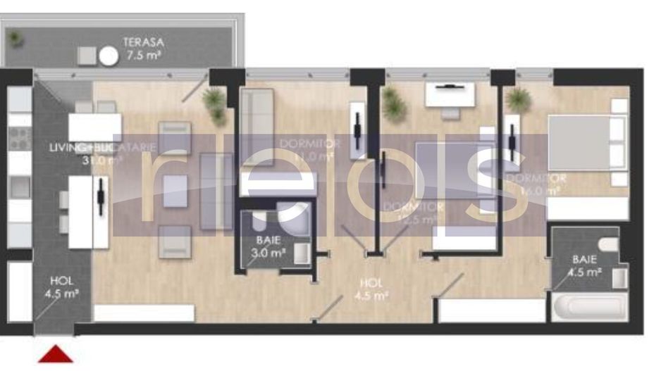 VANZARE 4 CAMERE | TERASA | STRAULESTI | PISCINA PRIVATA A COMPLEXULUI - Schiță 12