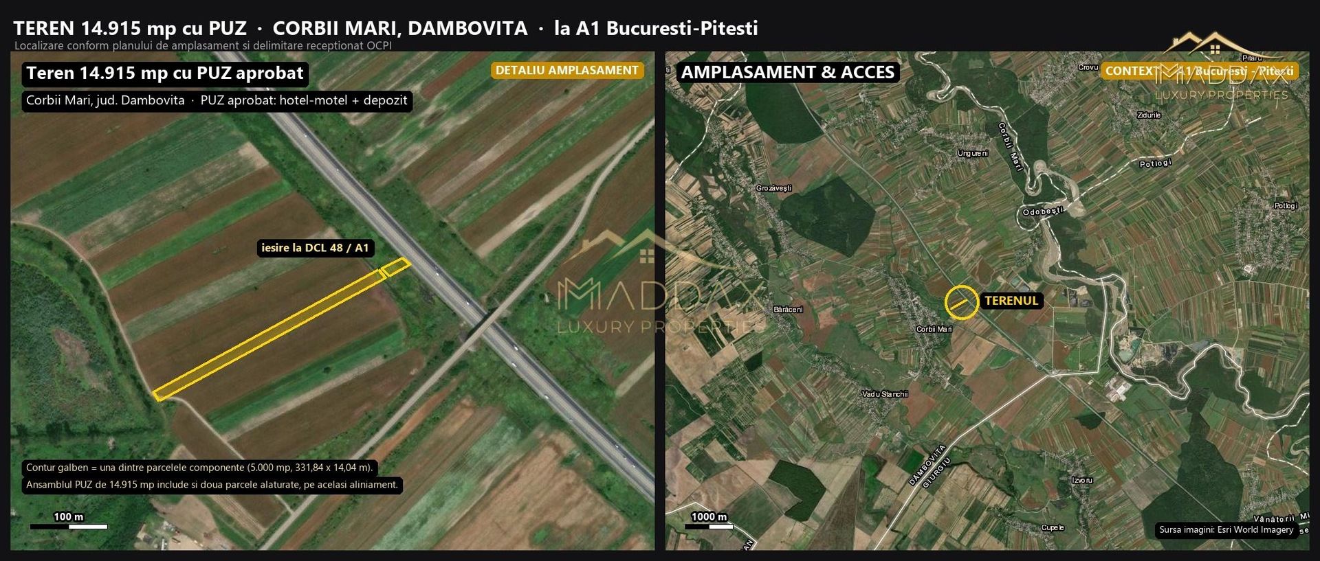 Teren 14.915 mp // PUZ aprobat hotel-motel + depozit // A1 București–Pitești - Poză 1