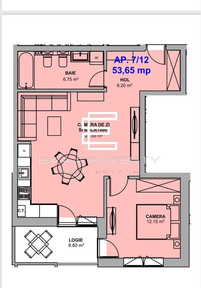 Apartament 2 camere | intabulat |Șelimbăr – Doamna Stanca | 54 mp | - Schiță 11
