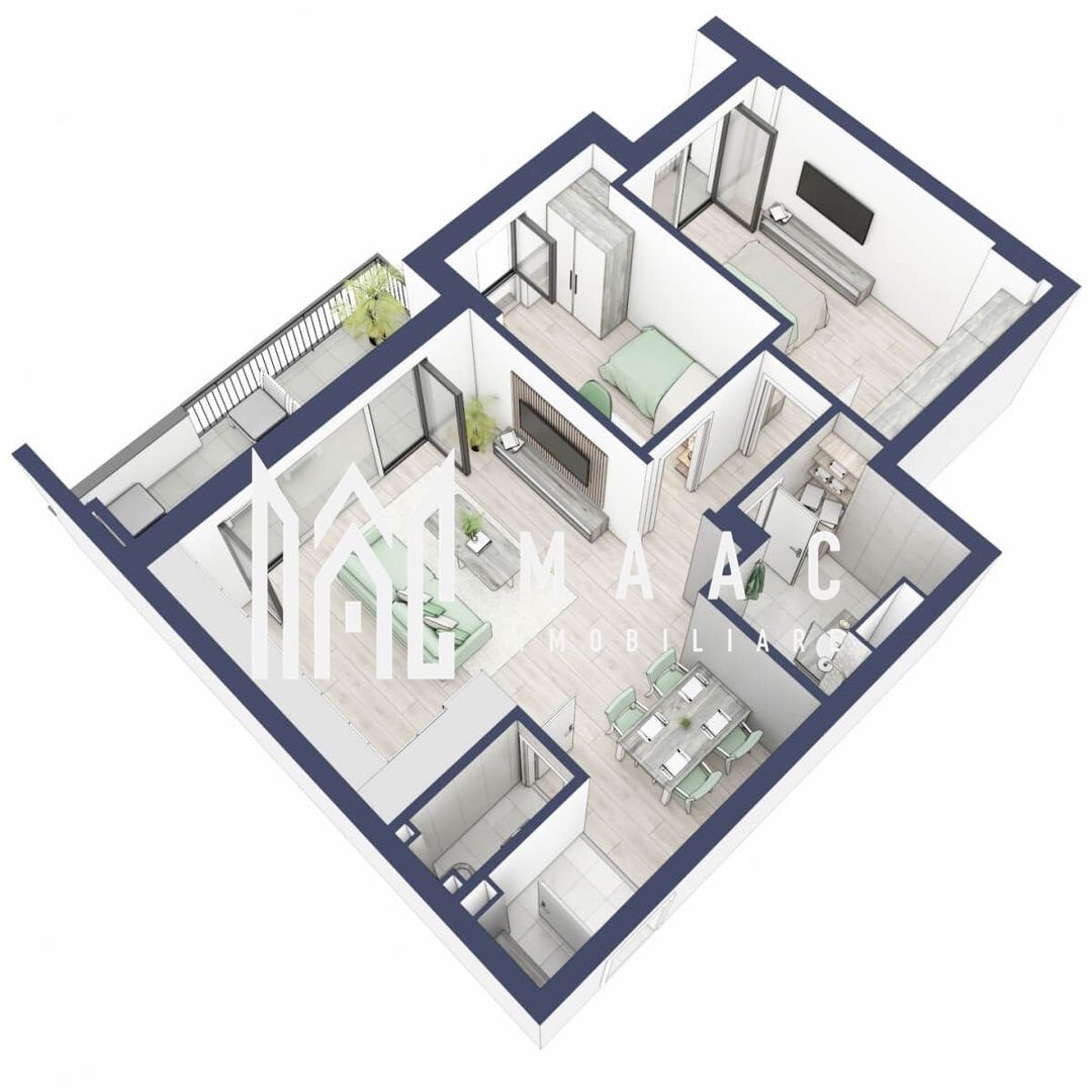 Apartament 3 camere | Etaj 2 | Balcoane 10.6 mp | Turnisor - Poză 4