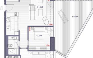 3 camere + Terasa 41mp | SUD | Gata de mutat | VIDEO - Schiță 12