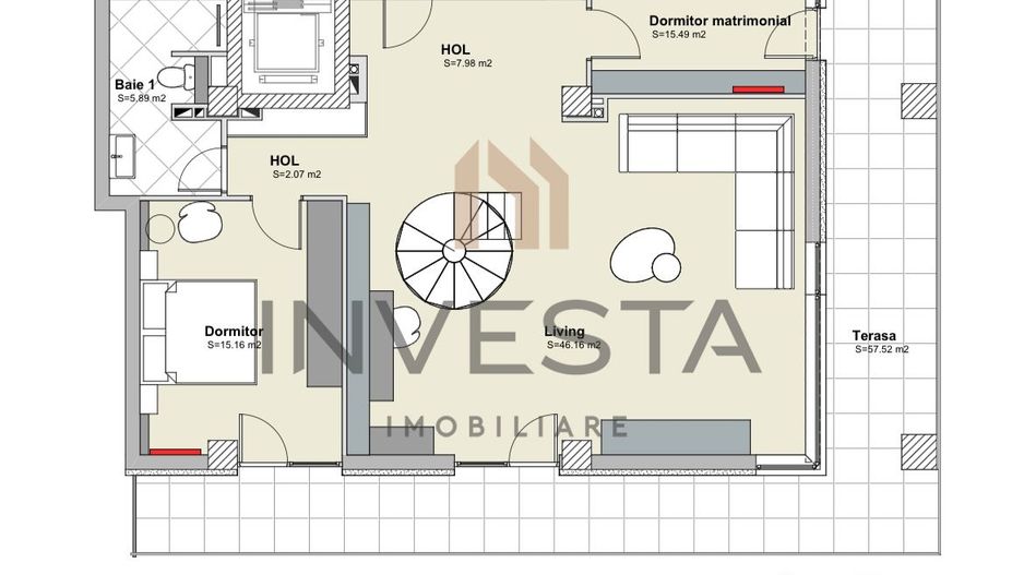 Penthouse modern de 150 mp utili! + 2 Terase de 200 mp! - Poză 19