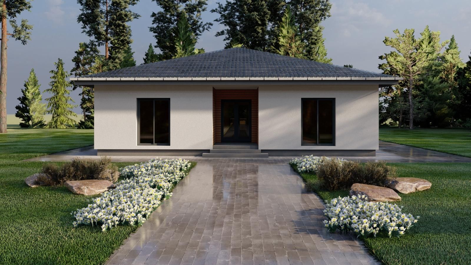 Casă nouă NZEB în Arad – Poltura | 150 mp construiți | Teren 539 mp | Proiect Ak - Poză 1