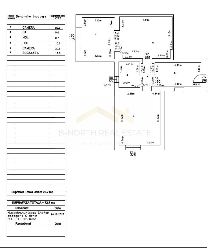 Apartament 2 camere 72.7 mp utili , decomandat , Corbeanca - Schiță 10