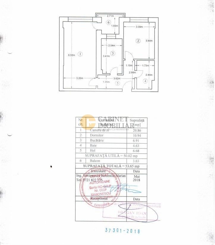2 Camere-54MP-Decomandat | Bloc 2019 | Etaj 6/10 | Metrou Grozavesti - Schiță 12