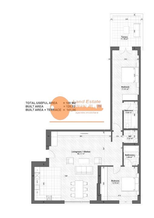 3 camere HErastrau-Terasa 11 m2 + Loc de parcare subteran - Poză 11