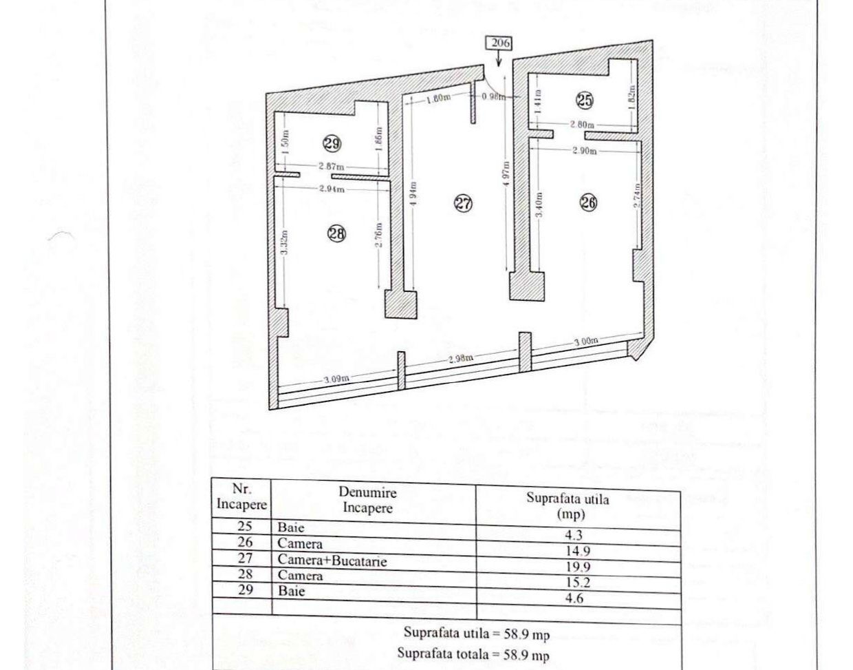 Apartament 3 camere Sea View Apartments Olimp - vedere la mare - Schiță 10