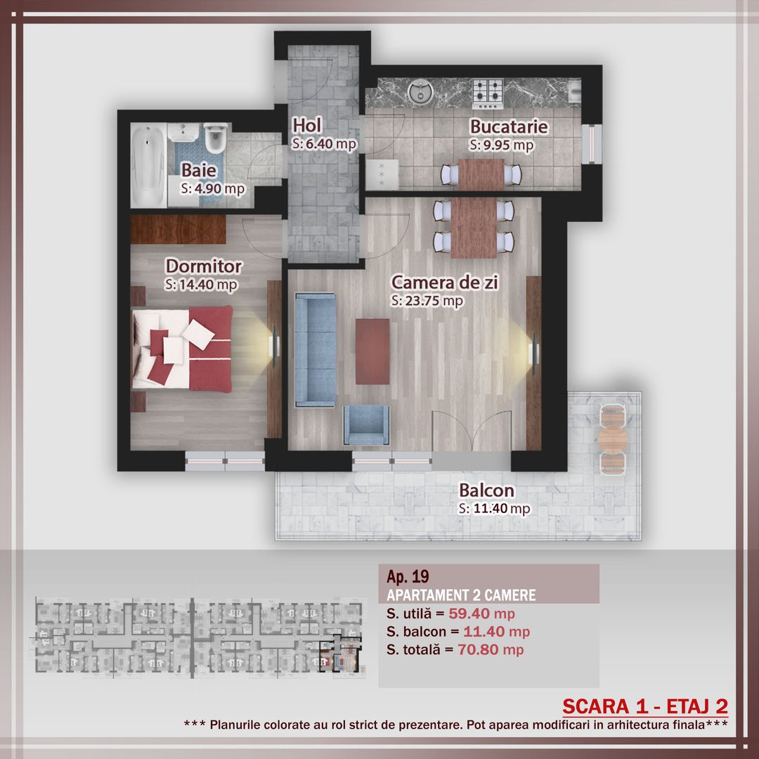 AP. 2CAM. SPATIOS 59MP - BLOC PREMIUM P+3 / COMISION 0%! - Poză 1
